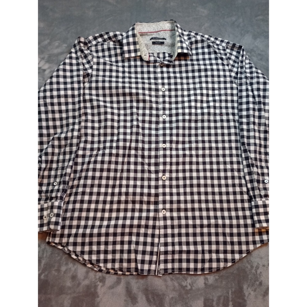 Bugatchi Shirt Mens Sz L Classic Fit All Over Abstract Print 100% Cotton Check